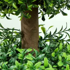 HOMCOM Set of 2 Decorative Artificial Trees, Topiary Ball-shaped Boxwood Trees in Pot, Fake Plants for Home Indoor outdoor Decor, 100cm, 3 Tree Balls - 9