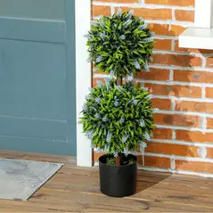 HOMCOM Set of 2 Decorative Artificial Plants Ball Trees with Lavender Flowers in Pot Fake Plants for Home Indoor Outdoor Decor, 70cm, Blue - 9