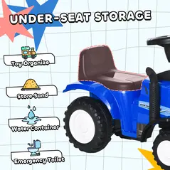 HOMCOM Ride On Tractor Toddler Walker Foot To Floor Slider w/ Horn Storage Steering Wheel for 1-3 Years Old Blue - 5