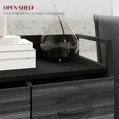 HOMCOM Rustic Chest of Four Fabric Drawers - Black - 5