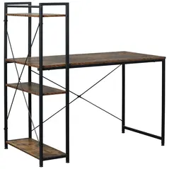 HOMCOM Reversible Computer Desk with Storage Shelves on Left or Right, Industrial Reversible Writing Desk for Home Office, Study, Easy Assembly, 120 x 64 x 121cm, Rustic Brown and Black - 1