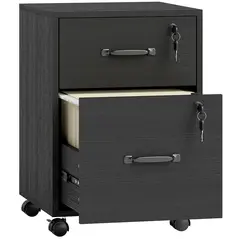 HOMCOM Rolling File Cabinet with 2 Drawers, Mobile Filing Cabinet with Hanging File Folder for Letter Sized Documents, Black - 1