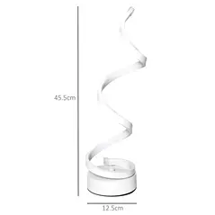 HOMCOM Set of 2 Modern Wave-Shaped LED Table Lamp with Round Metal Base for Living Room, Bedroom, White - 3