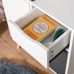 HOMCOM Sideboard Floor Cabinet Storage Cupboard with Drawer and Solid Wood Legs for Bedroom, Living Room, Entryway, Grey - 9