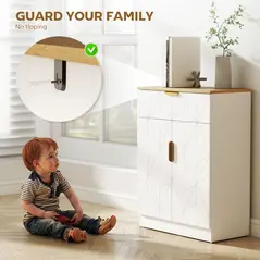 HOMCOM Sideboard Storage Cabinet, Modern Storage Cupboard with Drawer and Adjustable Shelf for Living Room, Kitchen, Dining Room, Entryway, White - 6