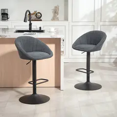 HOMCOM Set of Two Relaxed Tub Bar Stools - Dark Grey - 2