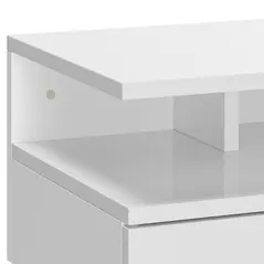 HOMCOM Set of Two Floating High Gloss Bedside Tables - White - 8