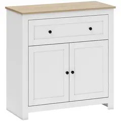 HOMCOM Sideboard Storage Cabinet, Morden Kitchen Cupboard with Adjustable Shelf, Drawer and Double Doors, Sideboard for Living Room, Dining Room, Hallway, White - 1