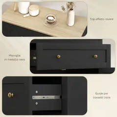 HOMCOM Sideboard Storage Cabinet, Modern Kitchen Cupboard with Adjustable Shelf, Drawer and Double Doors, Black - 7