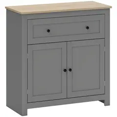 HOMCOM Sideboard Storage Cabinet, Morden Kitchen Cupboard with Adjustable Shelf, Drawer and Double Doors, Sideboard for Living Room, Dining Room, Hallway, Grey - 1