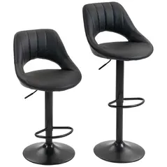 HOMCOM Set of Two Faux Leather Bar Stools - Black - 1