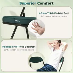 HOMCOM Set of Four Folding Corduroy Seat Chairs - Teal - 4