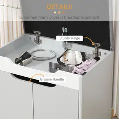 HOMCOM Shoe Bench with Cushion, Modern Storage Bench with Padded Seat, 2-tier Cabinet, Hidden Storage, Adjustable Shelf for Living Room and Entryway, Light Grey - 7