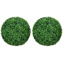 HOMCOM Set of Two Artificial Boxwood Balls Plants - Green - 1