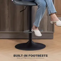 HOMCOM Set of Two Modern Faux Leather Bar Stools - Dark Grey - 8