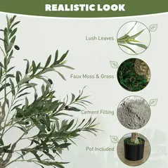 HOMCOM Set of Two Silk Leaf Artificial Olive Trees - 4