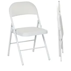 HOMCOM Set of Two Cushioned Folding Chairs - White - 1