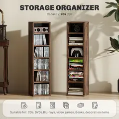 HOMCOM Set of Two 102 CD Storage Units - Mid Brown Wood-Effect - 4