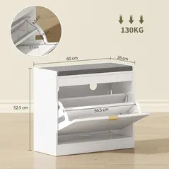 HOMCOM Shoe Storage with Seat, Upholstered Entryway Bench, Shoe Bench with 1 Flip Drawer and 4 Vents for 5 Pairs of Shoes - 3