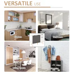 HOMCOM Sideboard Floor Standing Storage Cabinet with Drawer and Solid Wood Legs for Bedroom, Living Room, Home Office, Grey - 4