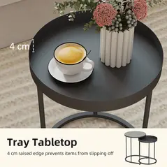 HOMCOM Set of Two Industrial Nesting Tables - Grey - 5