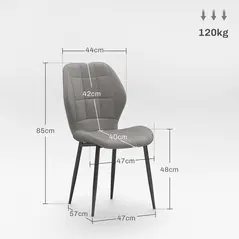 HOMCOM Set of Four Flannel Relaxed Tub Dining Chairs - Light Grey - 4