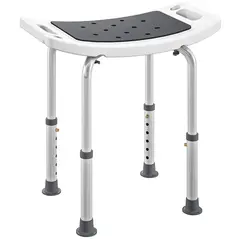 HOMCOM Shower Chair, Adjustable Height Shower Stool with Aluminium Frame and Non-Slip Feet, Bathtub Stool Seat for Elderly Disabled Handicap, Grey - 1