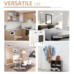 HOMCOM Sideboard Floor Cabinet Storage Cupboard with Drawer and Solid Wood Legs for Bedroom, Living Room, Entryway, Grey - 4