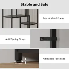 HOMCOM Seven-Tier Geometric Bookcase - Grey/Black - 5