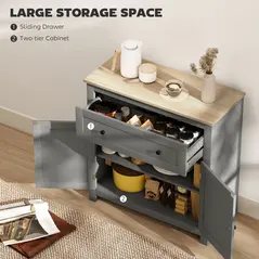 HOMCOM Sideboard Storage Cabinet, Morden Kitchen Cupboard with Adjustable Shelf, Drawer and Double Doors, Sideboard for Living Room, Dining Room, Hallway, Grey - 4