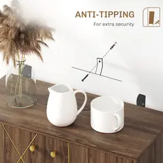 HOMCOM Sideboard Storage Cabinet with Golden Lines, Modern Luxury Living Room Cabinet with Adjustable Shelf, Steel Harpin Legs, Brown - 6