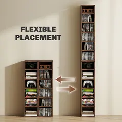 HOMCOM Set of Two 102 CD Storage Units - Mid Brown Wood-Effect - 5