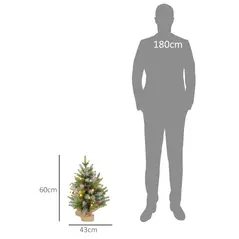 HOMCOM Set of Two 2ft Christmas Trees, with Lights, Berries and Pinecones - 3