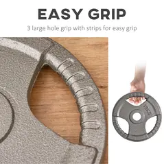 HOMCOM Set of 6 Cast Iron Olympic Weight for 2"/5cm Hole Dumbbell Handle Bar 35kg Dumbbell Plates Barbell Weight 2 x 5kg, 2 x 2.5kg, 2 x 10kg - 5