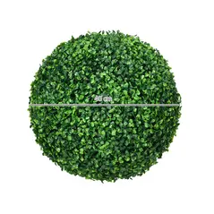HOMCOM Set of Two Artificial Boxwood Balls Plants - Green - 3