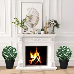 HOMCOM Set of Two Artificial Boxwood Balls Plants - White - 7