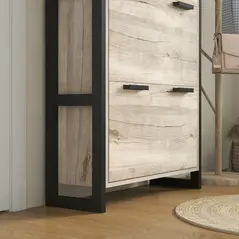 HOMCOM Shoe Storage Cabinet with 3 Flip Drawers Adjustable Shelf 18 Pairs Narrow Shoe Cupboard for Entryway Natural Wood-effect - 9