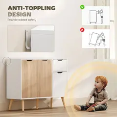 HOMCOM Sideboard Floor Standing Storage Cabinet with Drawer for Bedroom, Living Room, Home Office, Natural - 5