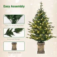 HOMCOM Set of Two Artificial 4ft Christmas Trees, with Lights - Green - 8