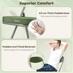 HOMCOM Set of Four Folding Corduroy Seat Chairs - Green - 4