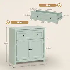 HOMCOM Sideboard Storage Cabinet, Modern Kitchen Cupboard with Adjustable Shelf, Drawer and Double Doors, Green - 3