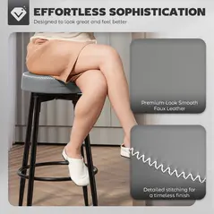 HOMCOM Set of Two Faux Leather Bar Stools - Grey/Black - 6