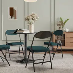 HOMCOM Set of Four Folding Corduroy Seat Chairs - Teal - 9