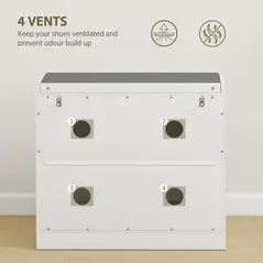 HOMCOM Shoe Storage with Seat, Upholstered Entryway Bench, Shoe Bench with 1 Flip Drawer and 4 Vents for 5 Pairs of Shoes - 8