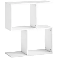 HOMCOM Side Table, Narrow End Table with Storage Shelves, S-Shaped, 3-Tier, 50W x 19.5D x 58H cm, White - 1