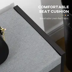 HOMCOM Shoe Storage with Seat, Upholstered Entryway Bench, Shoe Bench with 3 Open Shelves for Hallway, Grey - 5