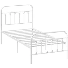 HOMCOM Single Minimalistic Metal Bed Frame - White - 1