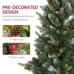 HOMCOM Set of Two 3ft Christmas Trees, with Lights, Berries and Pinecones - 5