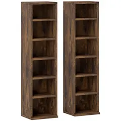 HOMCOM Set of Two 102 CD Storage Units - Mid Brown Wood-Effect - 1