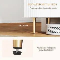 HOMCOM Sideboard Buffet Cabinet, Modern Kitchen Storage Cabinet with 4 Doors and Adjustable Shelves, White - 7